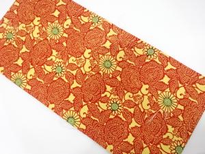 未使用品　型染　牡丹・菊唐草模様　名古屋帯